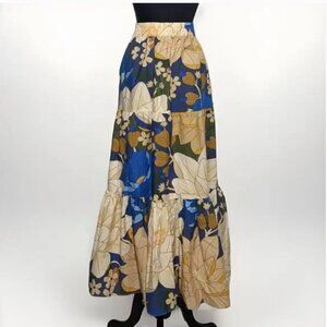 Farm Rio X Sezane Mandacaru Floral Sakura Midi Skirt 40 (L) Multicolor Ruffle
